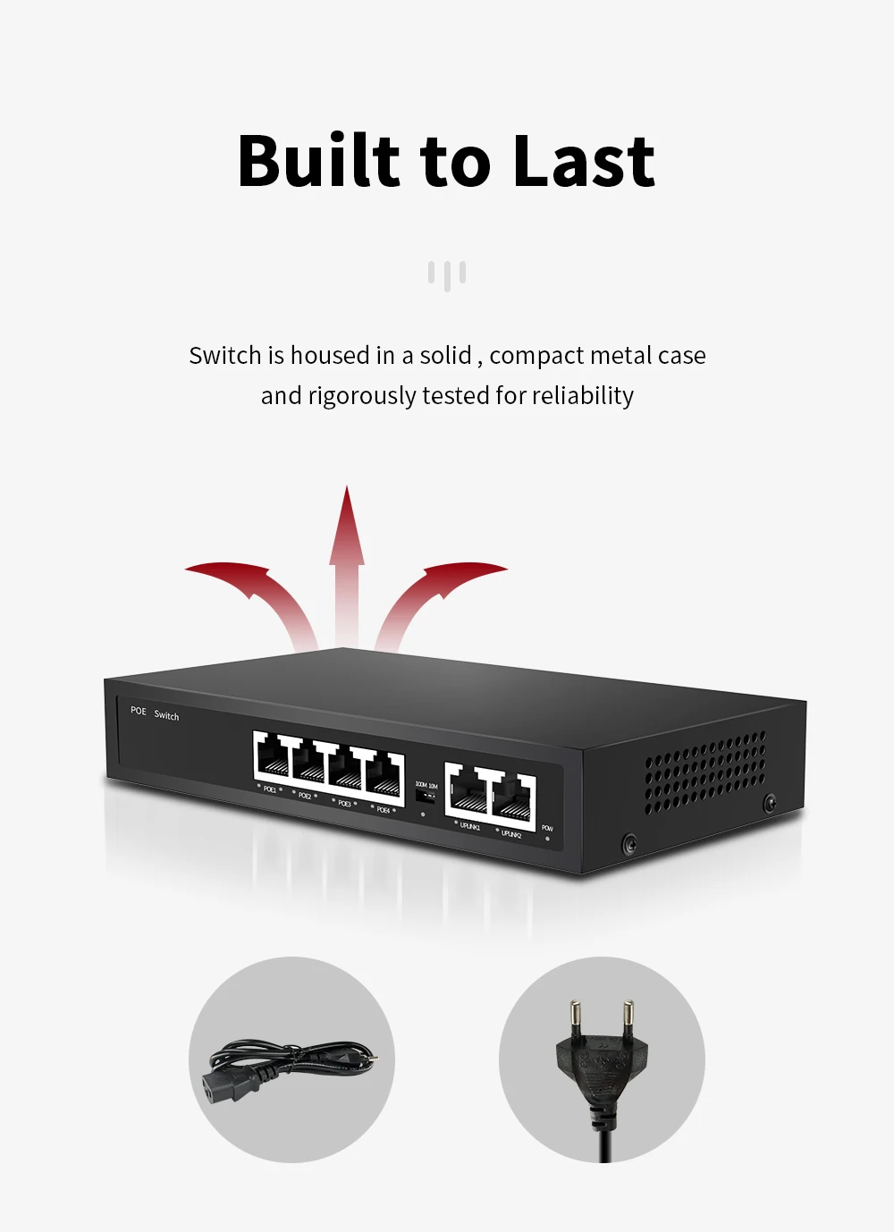 4/6/8Ports POE Switch 100Mbps Smart IP Switch POE Standard RJ45 Injector Switche