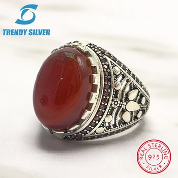luxury Mens Man rings real 925 sterling silver certified original jewelry for men black stone ring male Ring