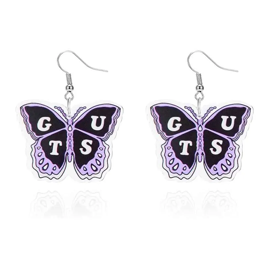 Olivia Concert Orecchini Merch A Forma Di Farfalla, Acrilico Viola - Accessori Regalo Per Fan, Donne E Ragazze