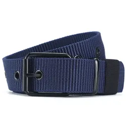 Unisex Trendy Canvas & Leather Eyelet Belt - Perfect for Outdoor Sports and Casual Wear (Blue)