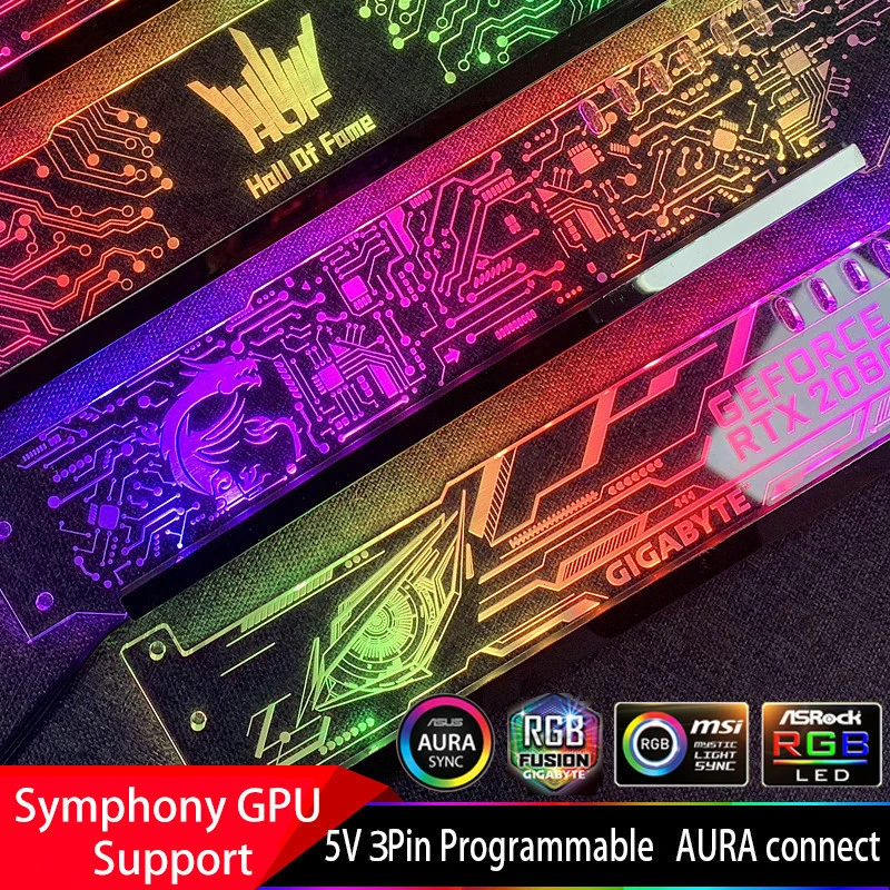 Подставка под графическую карту на заказ, яркая/RGB-подставка для графического процессора VGA, задняя звезда, синхронизация загрязнений