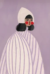 Colorful Minimalist Women Portrait Illustration Canvas Wall Art - 40X60cm Unframed (5)