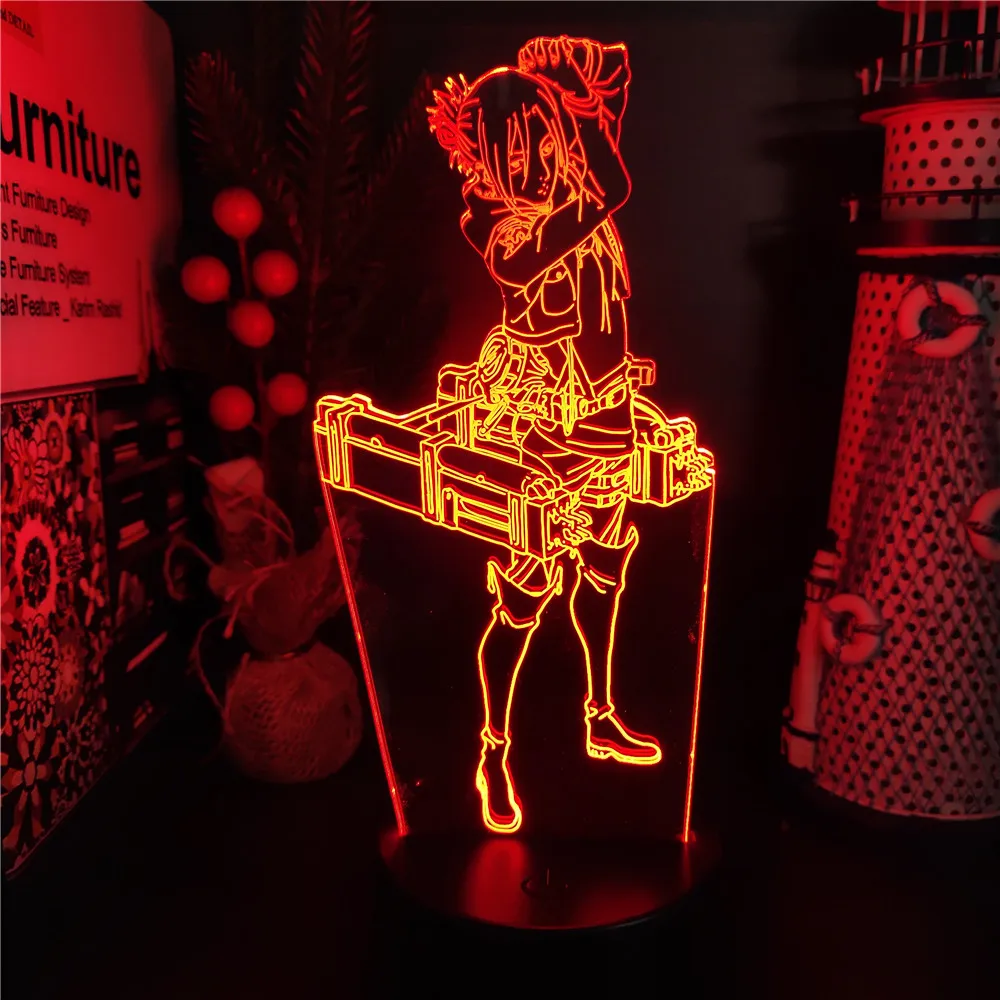 ANNIE LEONHART ATTACK ON TITAN 3D LED Night Light Desk Lamp USB Powered Children Atmosphere Table Desk Lamp WT