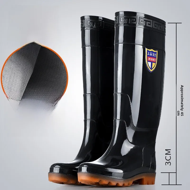 Bottes pluie hautes homme extra épaisses - Chaussures waterproof à semelle tendon de bœuf
