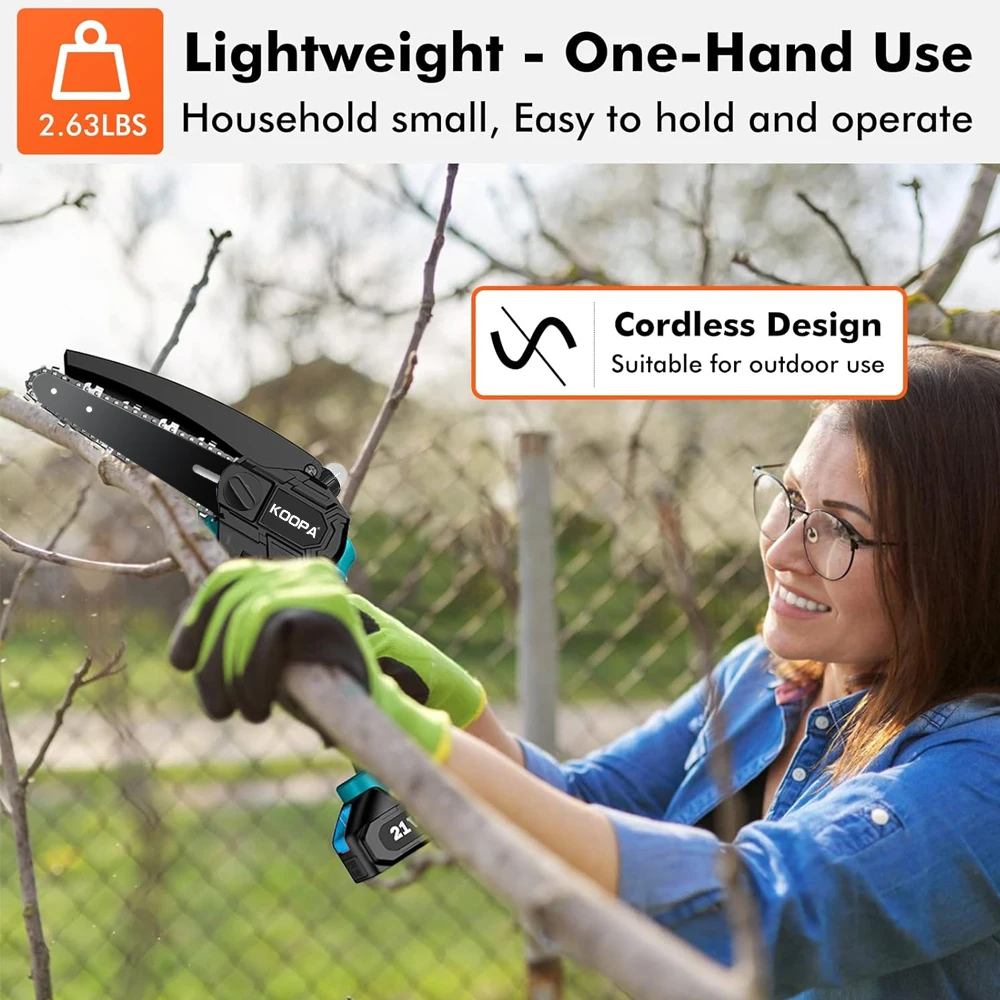6-inch Mini Chainsaw Cordless with 0/1 Big Batteries,Handheld Electric Power Chain Saw with Auto Oiler-System for Tree Trimming 6