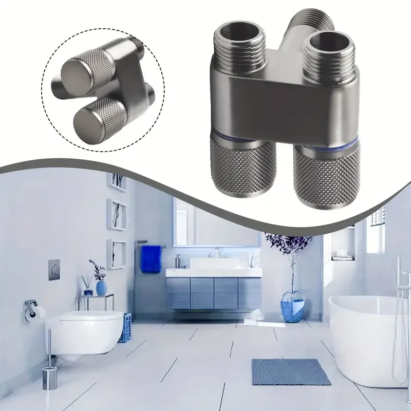 1pc Toilet Companion Corner Valve, Toilet Irrigator One In Two Out Corner Valve, Double Open Faucet, Anti-slip Handwheel, Toilet