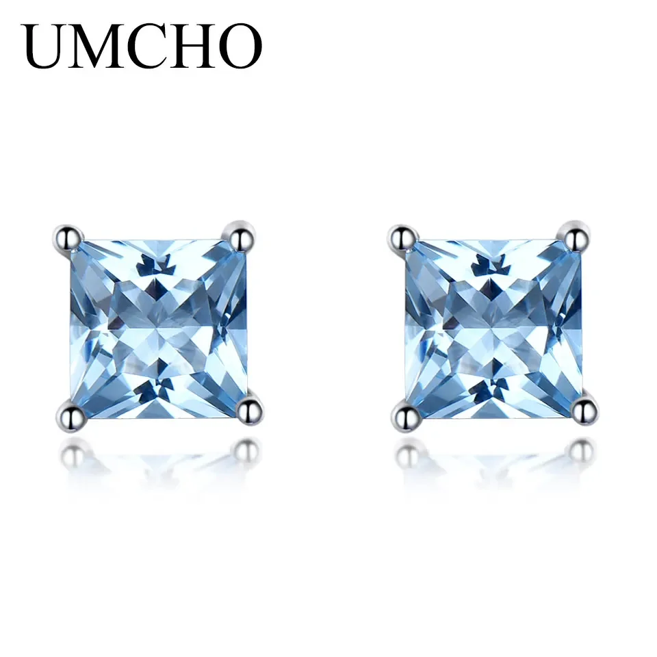 UMCHO 925 Sterling Silver Earrings Gemstone Created Emerald Clip Earrings For Female Birthday Anniversary Gifts Fine Jewelry