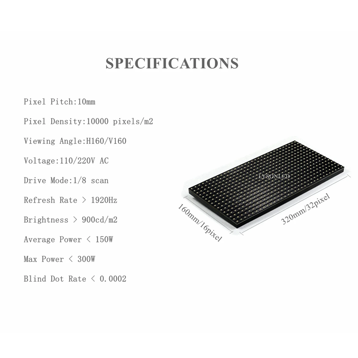 LYSON P10 Indoor Full Color LED Display Module Electronic Advertising Sign Panel led video display panel