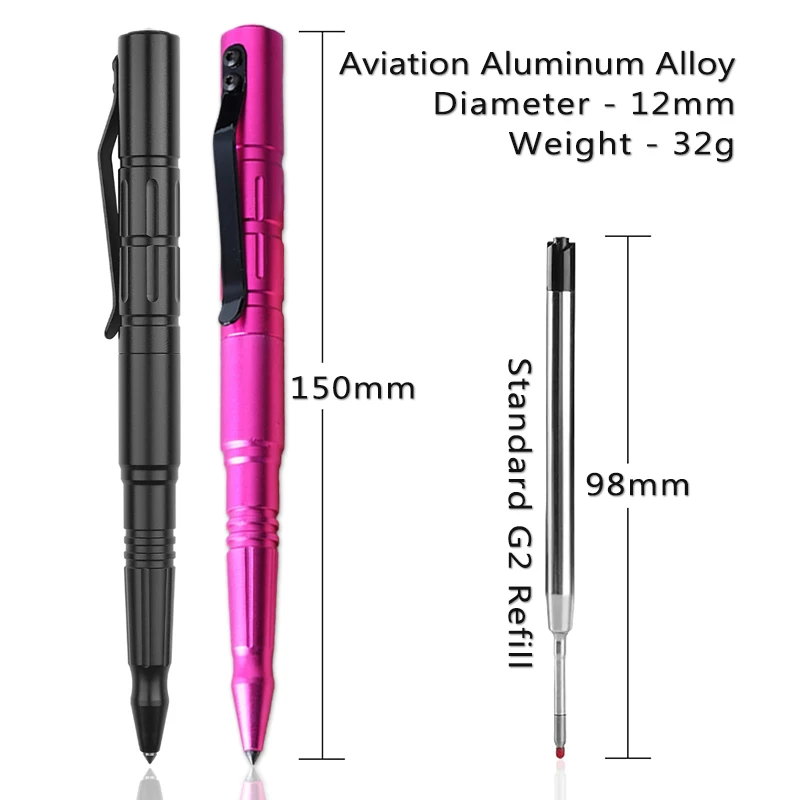 Aviation Aluminum Tactical Pen - Emergency Glass Breaker & Self-Defense Tool with Pocket Clip for EDC, Office & Student Use