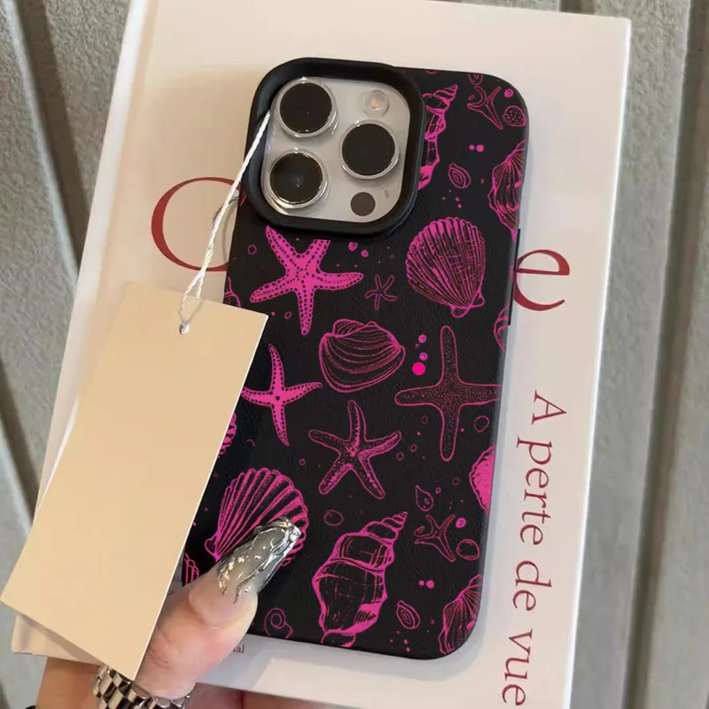 Marine Element Shockproof Mobile Phone Case with Sea Shell and Starfish Pattern