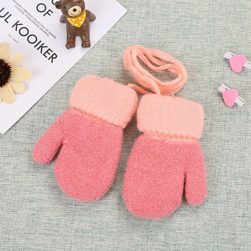 Cartoon Baby Mittens Winter Warm Kids Baby Boys Girls Knitted Gloves For Children Toddler Kid