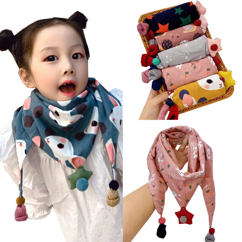 CHENKIO Childrens Scarf Autumn and Winter Baby Scarf Thin Girls and Boys Warm Triangle Scarf Scarves & Wraps Hijab for Baby Girl