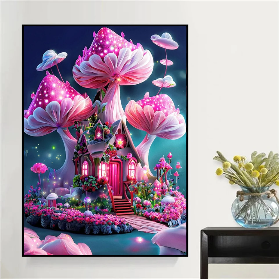 5D Diamond Painting Abstract Crystals and Mushroom Kit - Bonanza Marketplace