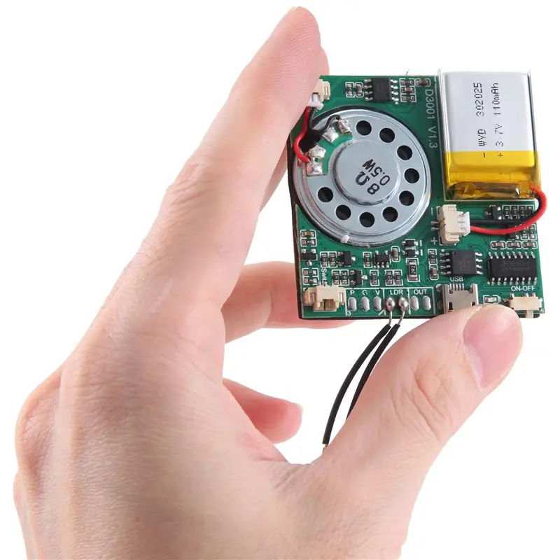 새로운 USB 녹음 음악 모듈 DIY MP3 녹음 가능 사운드 모듈 USB 다운로드 가능 사운드 모듈 녹색, 조명 제어 1개