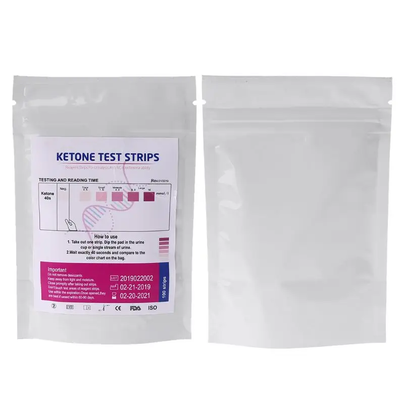 Urinalysis Strips 100 Pieces URS-1K Test Strips Ketone Reagent Testing Urine Anti-vc Home Ketosis Tests Analysis