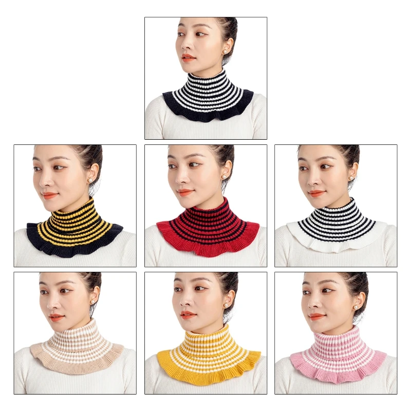 

2XPC Fake Collar Scarf Knitted Elastic False Collars Scarves Warm Winter Cycling
