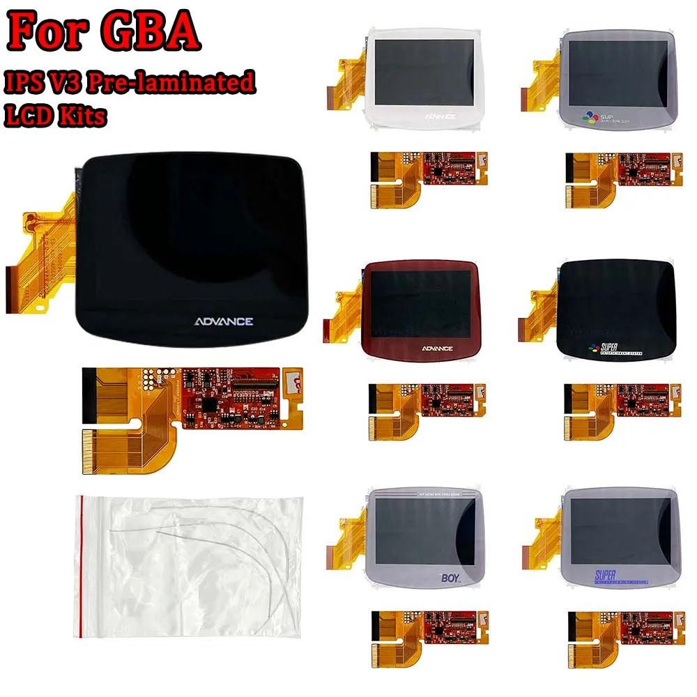 3.0 IPS V3 V4 Pre-Laminated Point-to-Point Display LCD Backlight Screen Kits No Soldering for Game Boy Advance GBA Games Console lcd screen replacement nintendo ds lcd screen