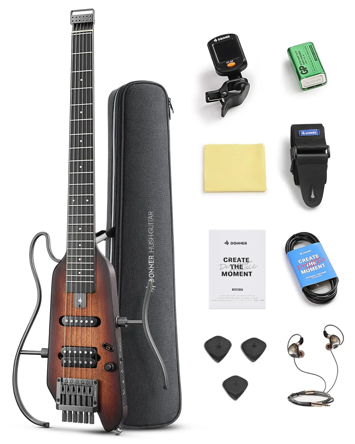 新品 donner HUSH-X ヘッドレストラベル エレキギター ブラック Amazon.com: Donner HUSH X Electric Guitar Kit - Featherlight
