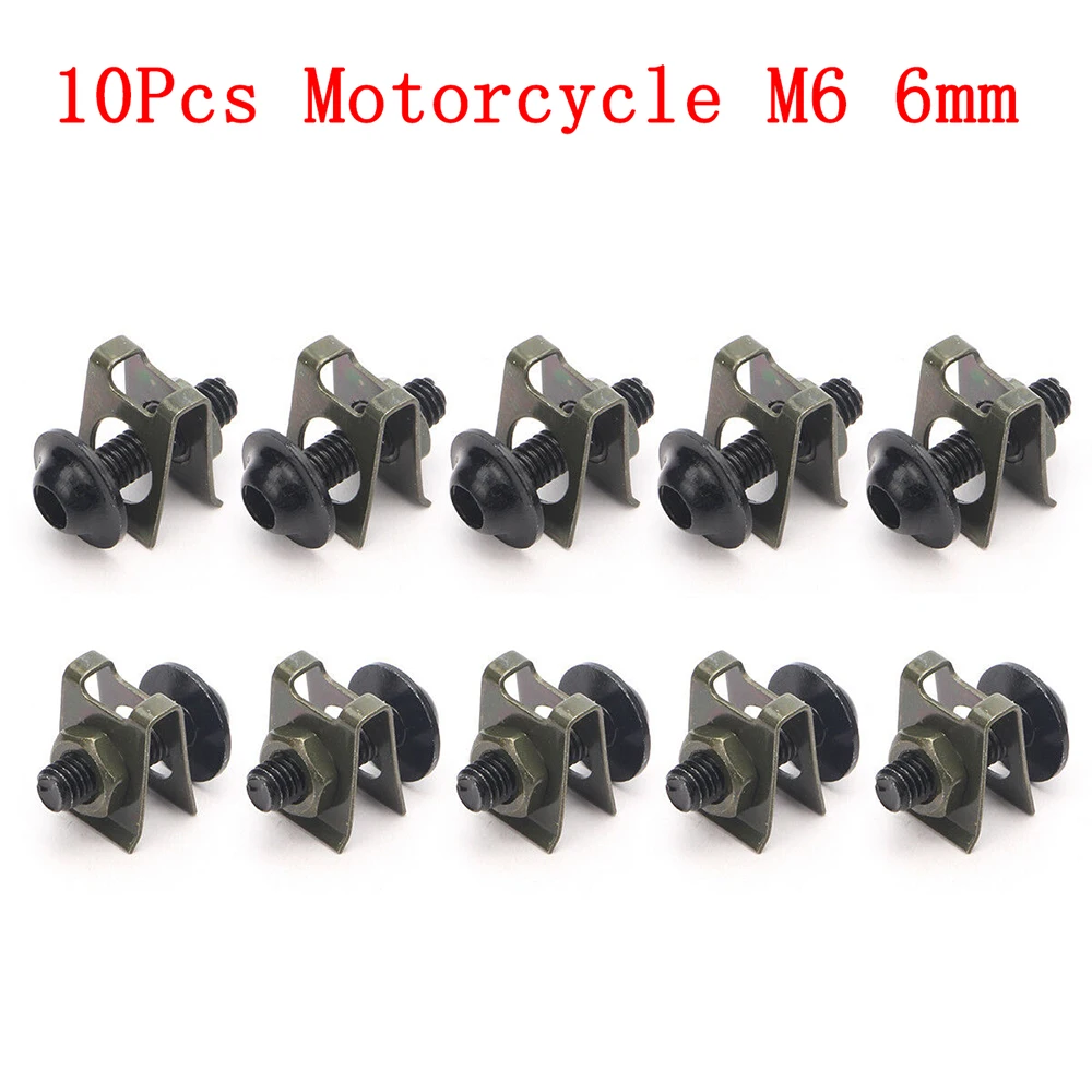오토바이 M6 페어링 볼트, 스파이어 스피드 패스너 클립, 나사 용수철 너트, 10x, 6mm