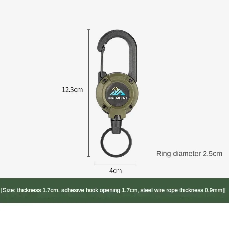 1pcs Heavy Duty Retractable Pull Badges ID Reel Carabiner Key Chain Steel Wire Rope Buckle Key Holder Outdoor Keychain Tools 6