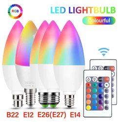 Yandex-Ampoules LED intelligentes pour la maison, bougie d'intérieur, couleurs réglables, télécommande, E12, E14, E26, B22, 6000k, 3-5W