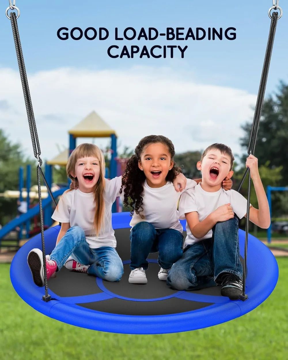 43" Saucer Tree Swing, 700lbs Weight Capacity, Waterproof Flying Saucer Swing with Adjustable Hanging Straps, Swing Seats 4