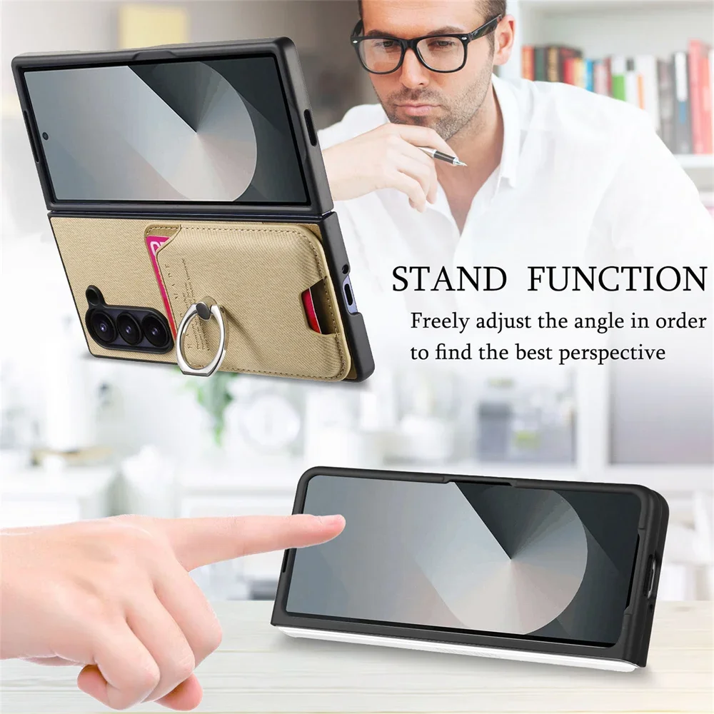 Detachable Magnetic Leather Wallet with Card Holder and Bracket Cover
