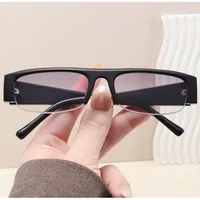 Lunettes de soleil rectangulaires vintage pour femmes, design de marque tendance, verres dégradés, lunettes de soleil pour hommes, demi-montures, protection UV400 4