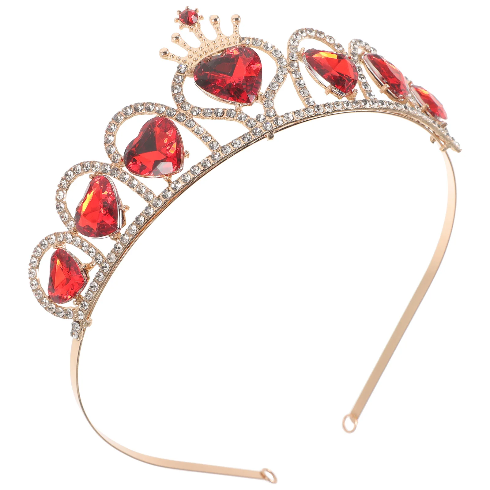 Love Crown Headband Bridal Headdress Heart Shape Crystal Wedding Red Hair Accessories Acrylic 3