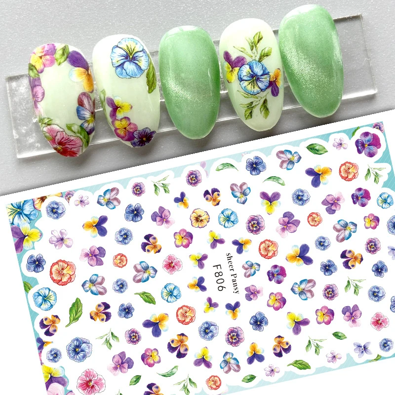 Frühling Sommer 3D Nagelaufkleber Selbstklebende Blumen- & Blatt-Dekorationen Einfaches Slider-Design für Nagelkunst – Detail 1