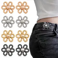 2pairs Waist Metal Flower Adjustable Tighten Invisibility Decoration Couple Buckles Pants Skirts Size Change From Large To Small 1