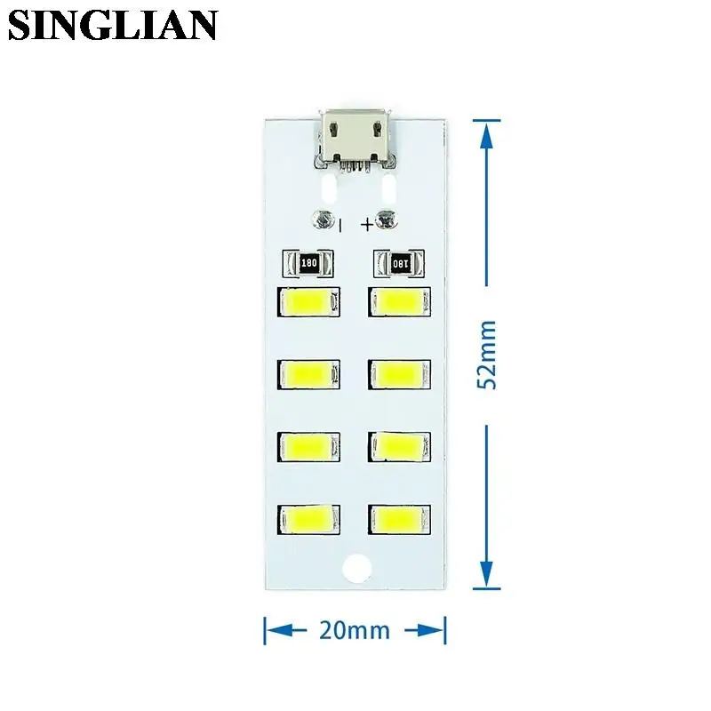 LED Lamp Board 1pcs 8/12/16/20Bits 8 12 16 20LED Lamp Bead Panel Mini Micro USB Night Light Mobile Camping Emergency Light