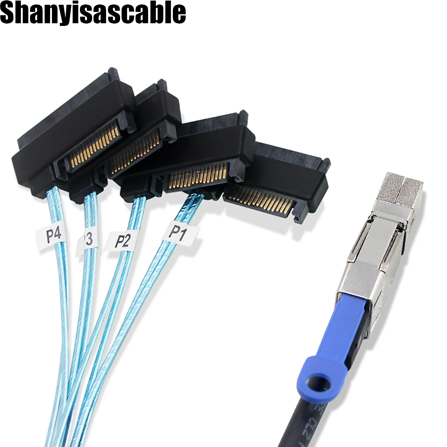 1.0M Mini SAS HD SFF-8644 to 4 x 29-Pin SAS SFF-8482 15pin sata male 2 in 1 Cable