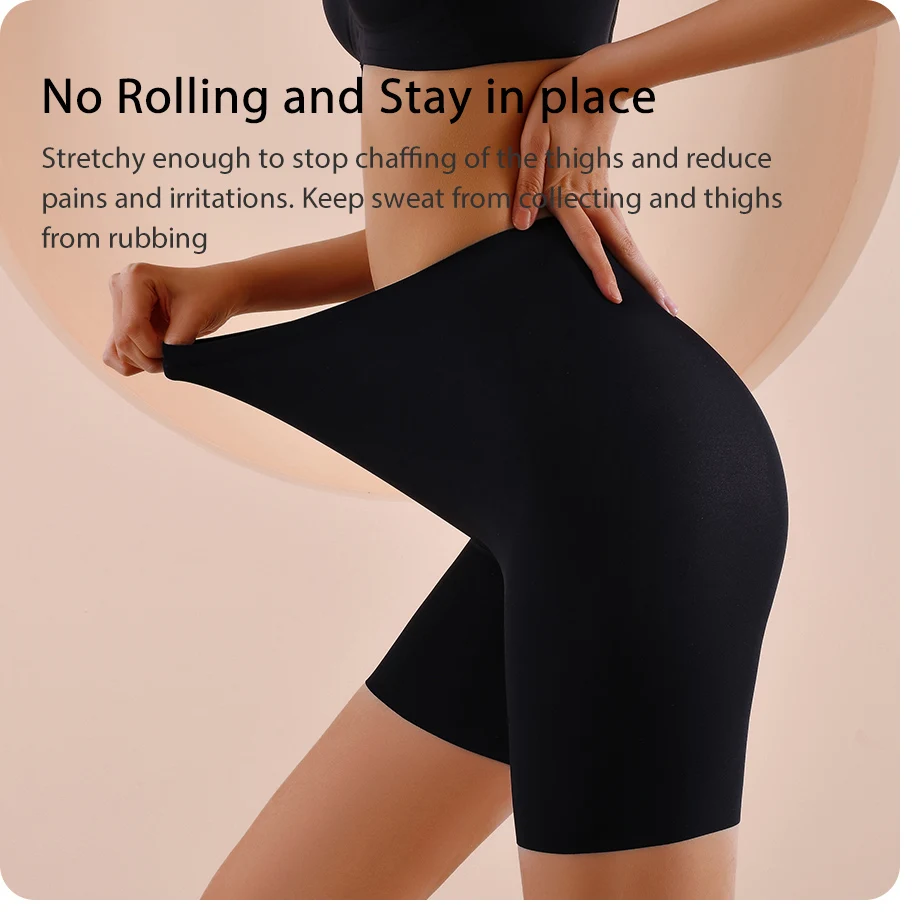 Nahtlose Hohe Taille Shorts Höschen Für Frauen Bauch-steuer Hip Fahrstuhl Eis Seide Sicherheit Hosen Sport Unterwäsche Boyshorts Boxer – Detail 6