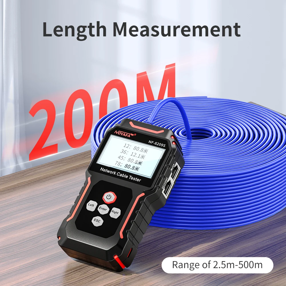 Noyafa NF-8209S Network Cable Tester Measure Length POE LAN Cable