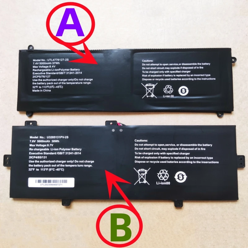 Bateria do Portátil para Atex W1415a Tablet pc Utl32851312s Utl-3576127-2s 7.4v 7.6v 37wh 38wh 5000mah Novo