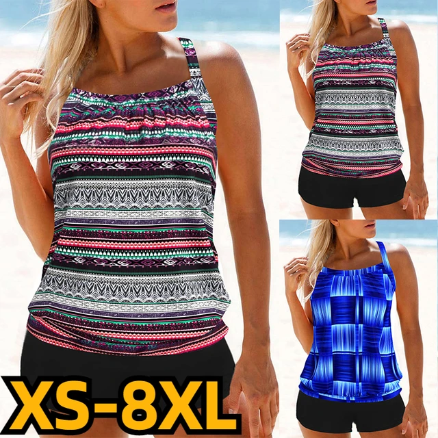S-6XL 3 Piece Tankini Swimsuits For Women Bathing Suit Tops With Swim Capris  Athletic Swimwear Beachwear - AliExpress