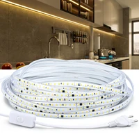 220V Waterproof LED Strip Light High Brightness 120LEDs/m For Home Decoration Kitchen Outdoor Garden LED Light With Switch 1