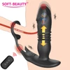 Thrusting Prostate Massager Anal Vibrator Stimulator Delay Ejaculation Lock Ring Anal Butt Plug 3 in 1 Dildos Sex Toys For Men 1