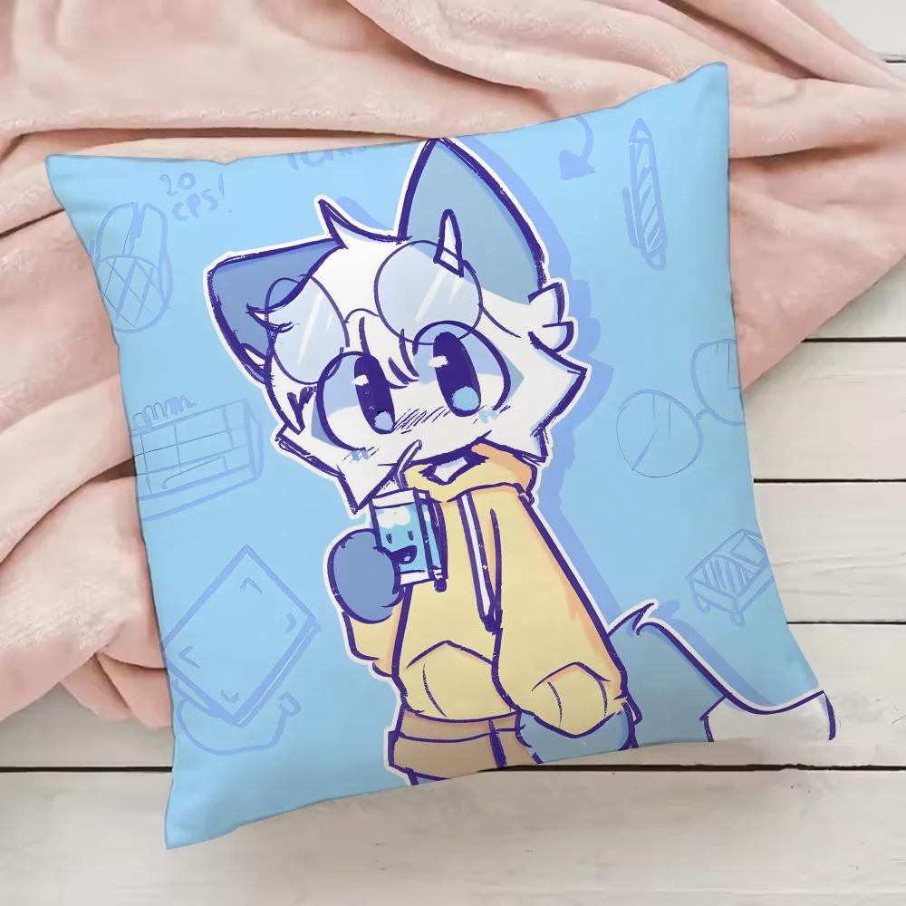 Boykisser Silly Cat Cute Pillow Case Pillowcase Anti-dustmite Pillow Invisible zipper silky short plush Sofa cushion cover 4