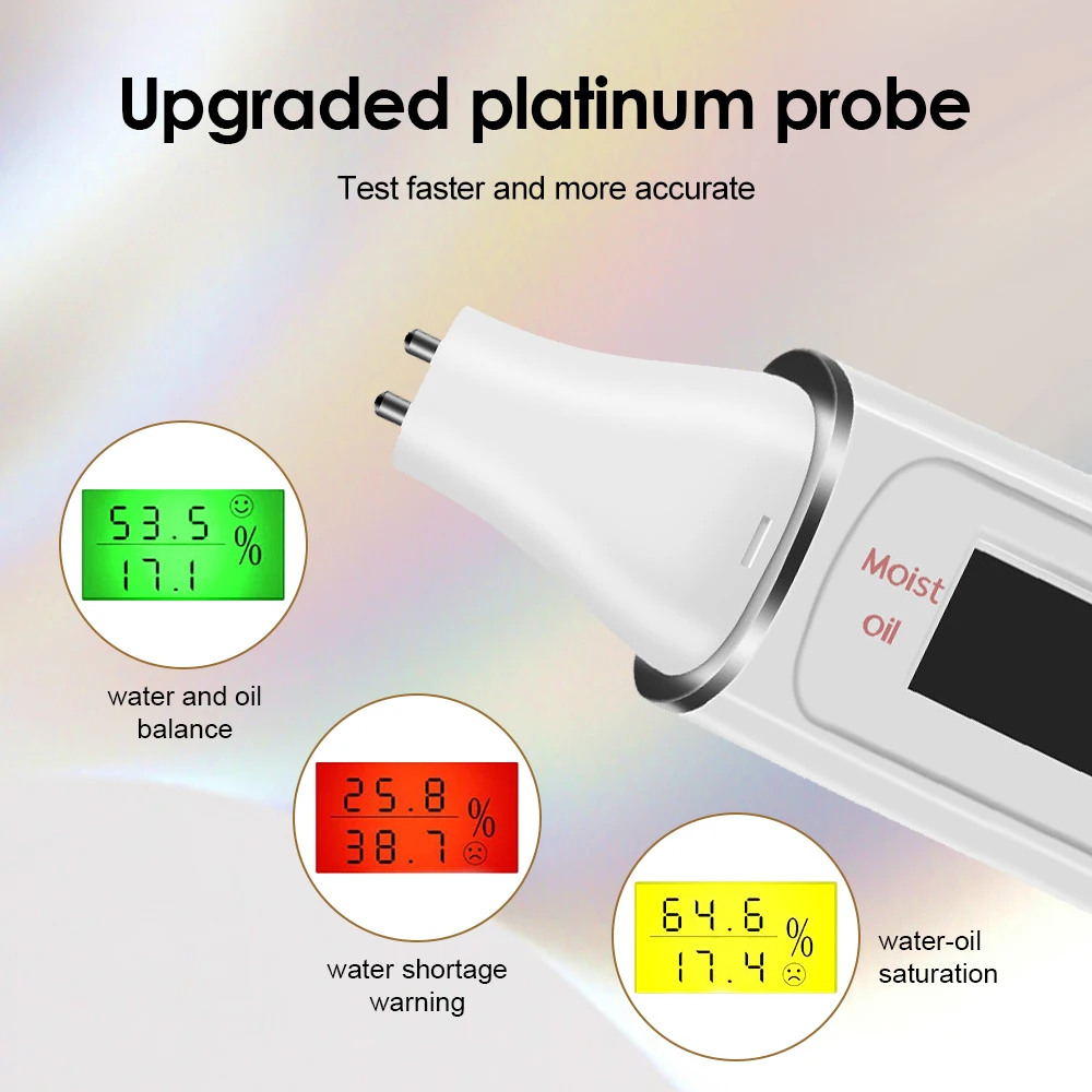 Digital Skin Tester Moisture Oil Test Meter Facial Skin Moisture&Oil Content Analyzer skin tester for Forehead Cheek