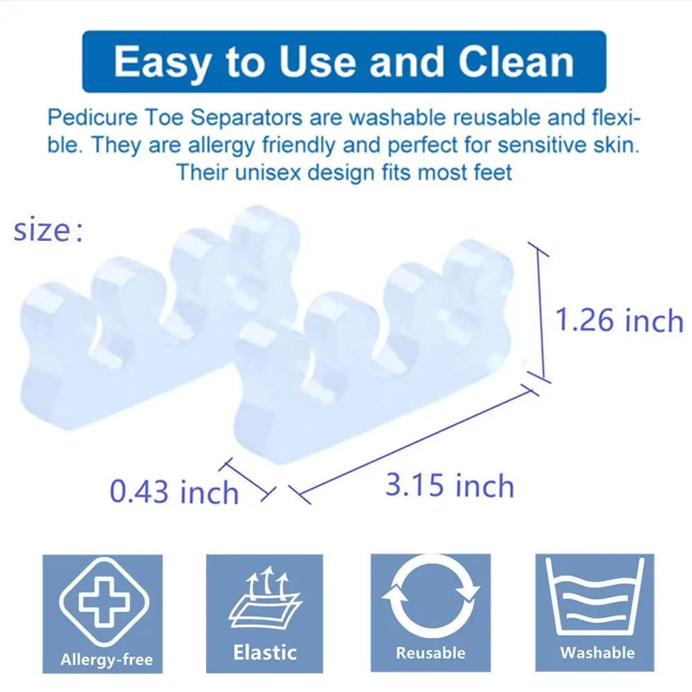 Toe Separators Bunion & Nail Polish Pedicure Toe Spacers & Toenail Dividers Soft Gel Pedicure Kit 4pcs Two Pairs
