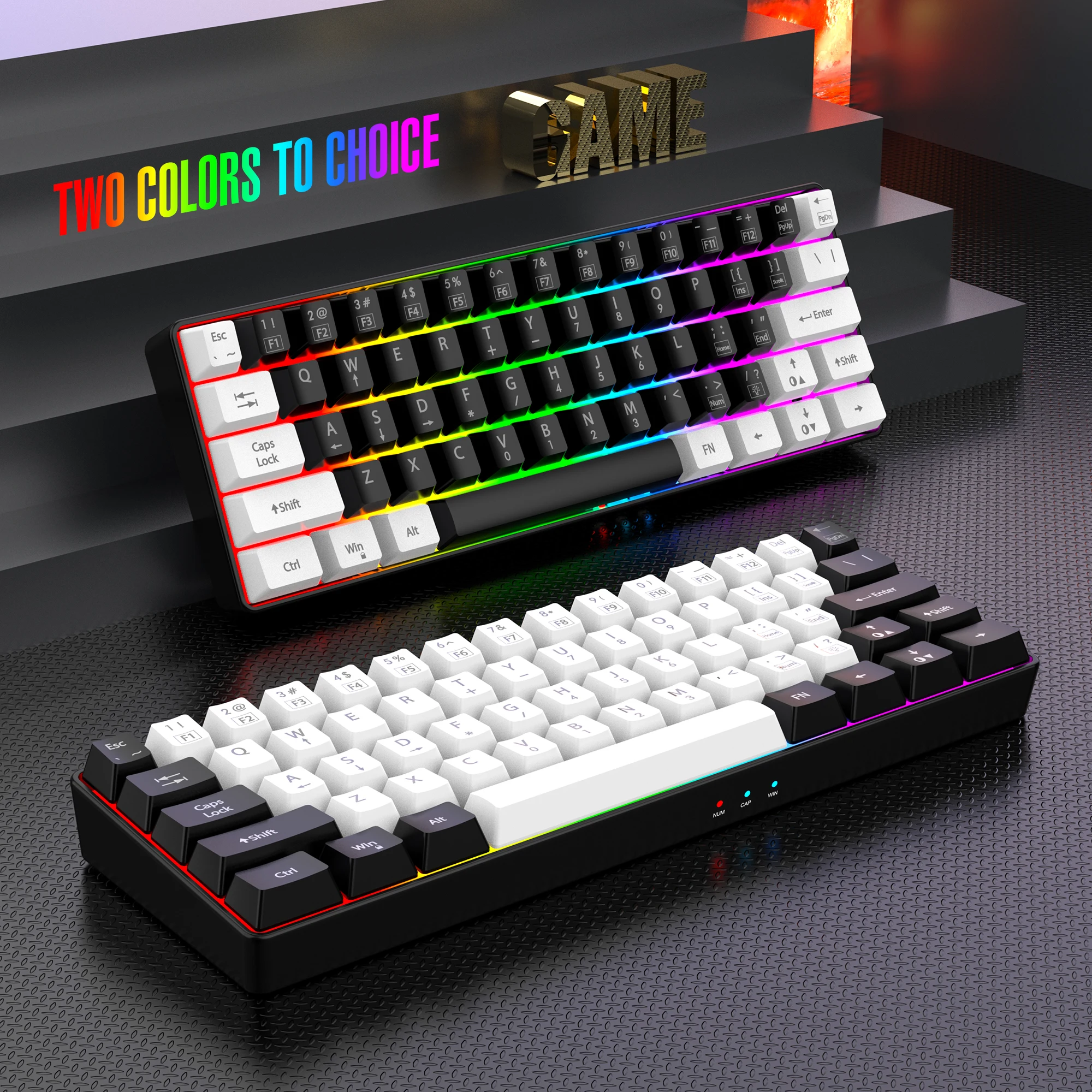 60% wired game keyboard, RGB backlit ultra-small keyboard, waterproof portable, computer/MAC game keyboard view 5