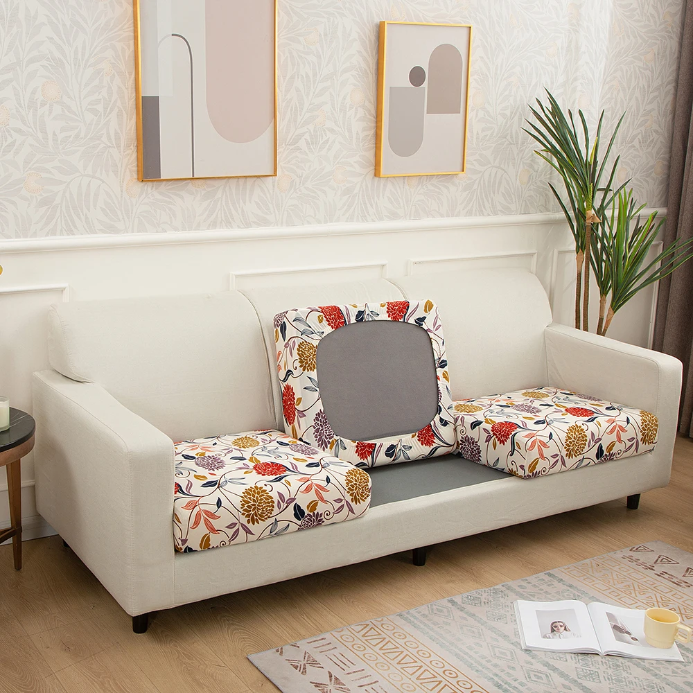 Printed Elastic Sofa Seat Cushion Cover For Living Room Furniture Protector L-shaped Armchair Stretch Seat Cushion Slipcover 3