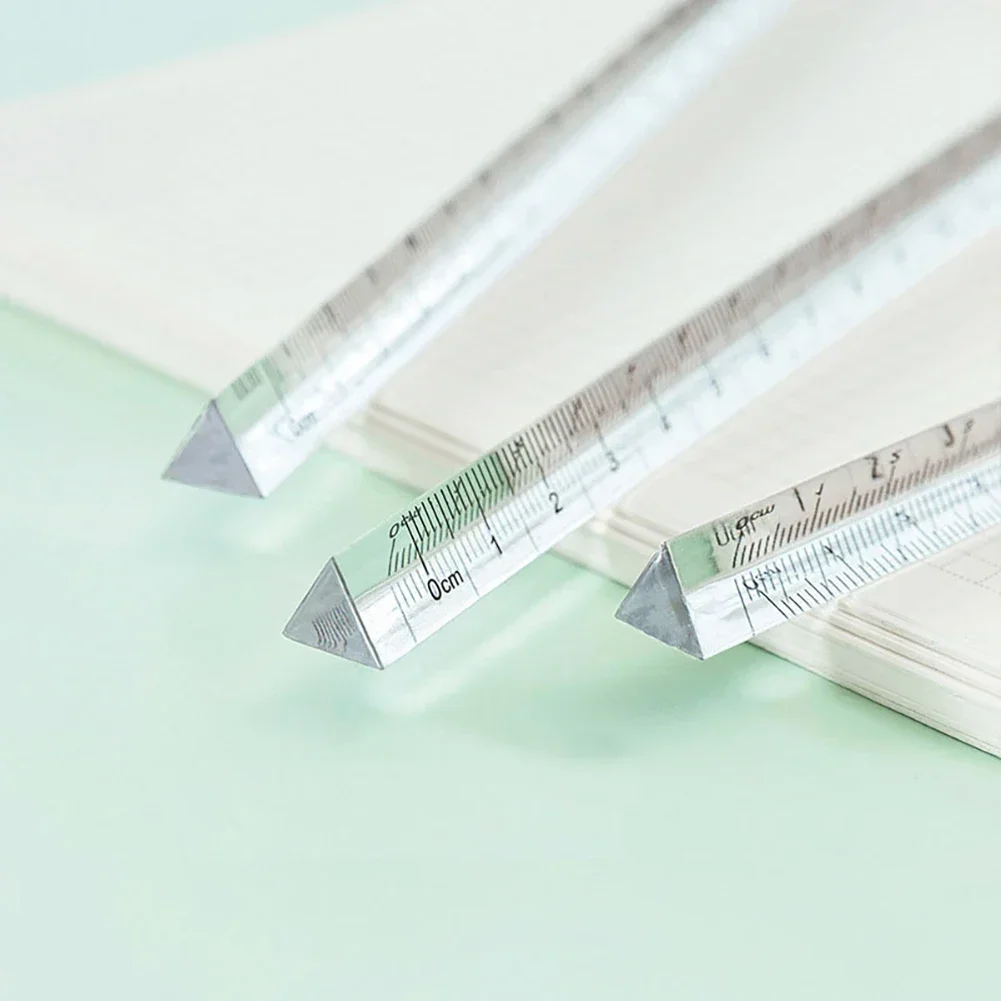 Ruler Set Straight Ruler Plastic Ruler 3D Stereo Transparent Rulers 15cm Measuring Tool Drawing Template Math Ruler Angle Ruler Office School Supplies Stationery