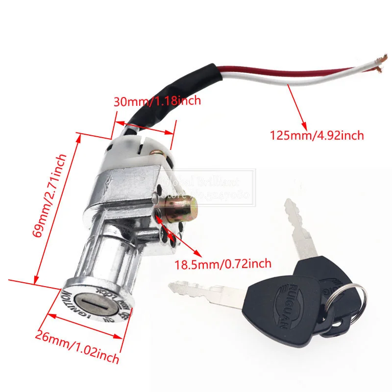 Battery Chager Mini Lock 2 Keys Universal Motorcycle Performance For Motorcycle Electric Bike Scooter E-bike
