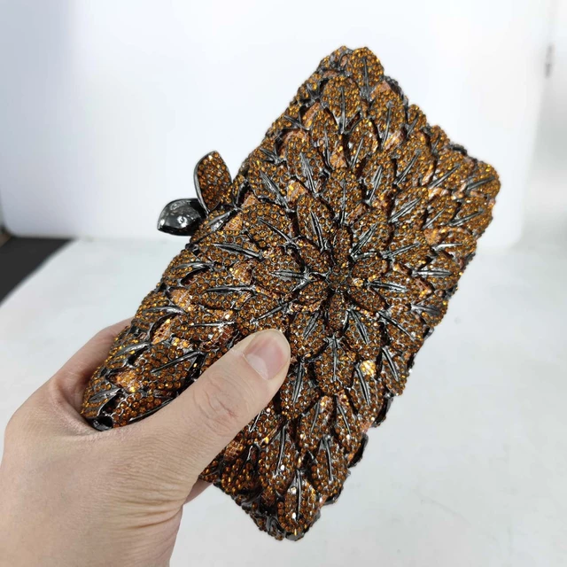 Bronze Glass Beaded Evening Bag Purse Brown – its4sale2day