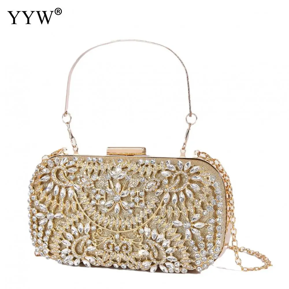 Newest Rhinestone Clutch Purse Luxury Diamond Women Gold Evening Clutches Bags Wedding Bridal Bag Handbags Wallet Shoulder Bag