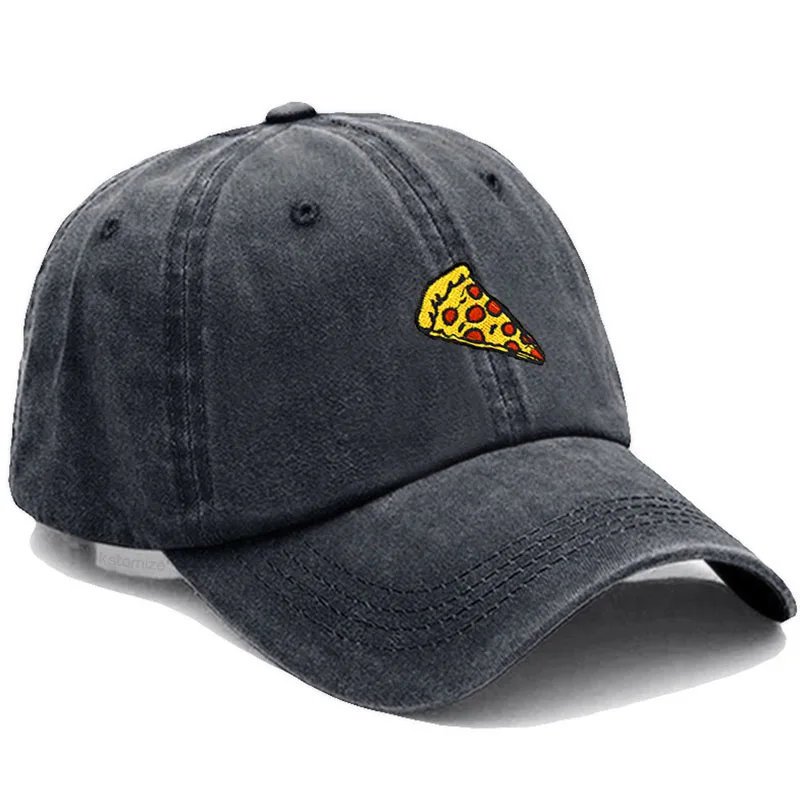 Pizza Embroidered Baseball Caps for Men Women Retro Soft Washed Cotton Dad Hat Snapback Cap Wholesale Dropshipping 4