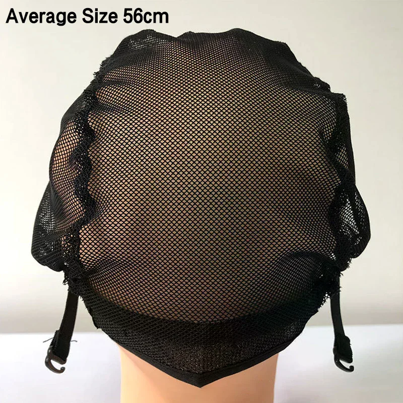 Cappello in pizzo per la creazione di parrucche, 56 cm, con cinturini regolabili, in tessuto elasticizzato, a forma di U, nero, per donna, a cupola, con rete per capelli - immagine 2